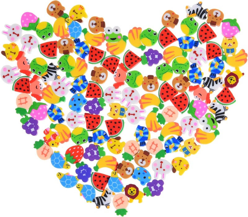 MGTECH 300Pcs Mini Erasers for Kids Bulk, Small Animal Fruit Erasers - Image 1